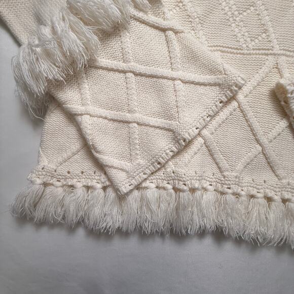 Gianni Bini Fringe Sweater High Neck Cream Color Size M - Picture 6 of 16